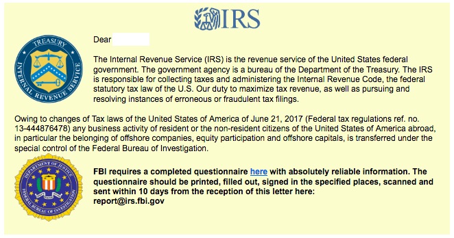 Imagen de muestra del IRS